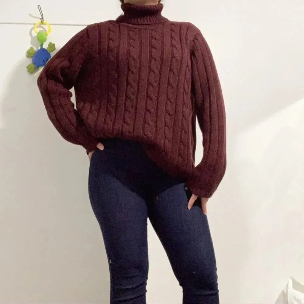 VTG Jessica burgundy turtleneck sweater Size Medium - Picture 2 of 5